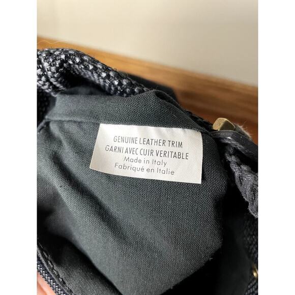 CAPACCIOLI Navy Blue Woven Leather Trim Handbag Made in Italy Luxe Resort Beach - Picture 6 of 9